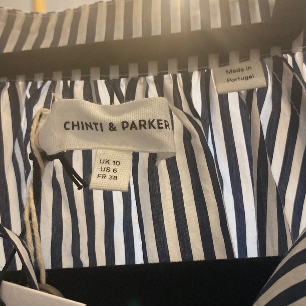 Chinti & Parker NWT Dress sz 6 Striped alto elk-blend Poplin mini dress